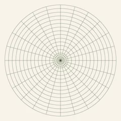 Foto op Canvas Polar coordinate circular grid isolated on white background. 360 degrees scale. Blank polar graph paper. Vector illustration. Mathematical graph. Lined blank on transparent background © Alla