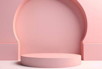 Pink pastel podium or pedestal backdrop. 3d rendering