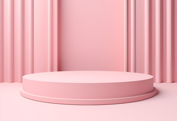 Fototapeta na wymiar Pink pastel podium or pedestal backdrop. 3d rendering