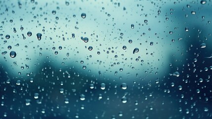  a close up of a window with raindrops on the glass and a blurry building in the background.
