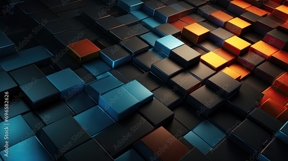 Poster 8k wallpaper 3d futuristic hexagonal grid with neon lights, creating a visually striking and vibrant