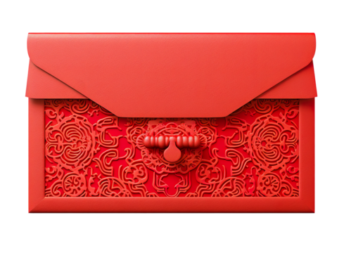 Red envelope with gold Chinese characters for Lunar New Year