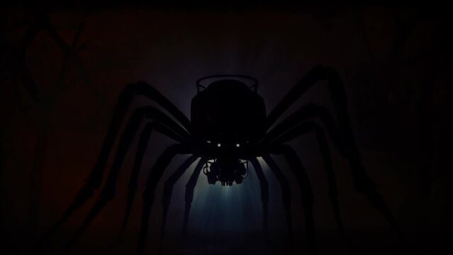 Dark spider horror silhouette arachnophobia zooming in animation