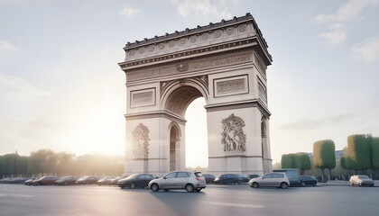 Fototapeta na wymiar Paris, France. Arch of Triumph early morning.