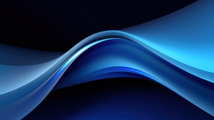  a close up of a blue wave on a black background with a light reflection on the bottom of the wave.