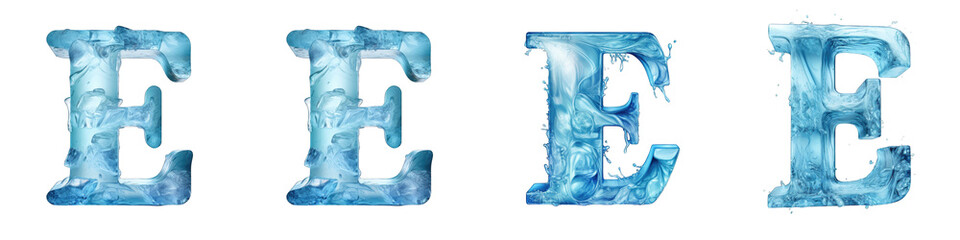 Ice style frozen lettering, alphabet, logotype, letter E isolated on a transparent background - obrazy, fototapety, plakaty
