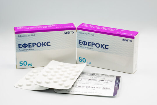 Eferox generic levothyroxine, L-thyroxine tablets packs and blisters by Aristo.