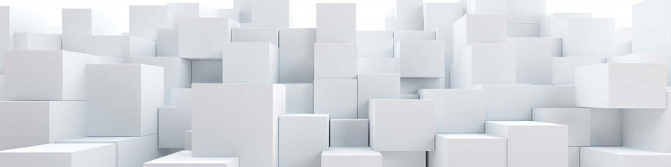 A banner design highlighting a background of shifted white cube boxes, presenting a visually appealing and geometrically intriguing backdrop with room for text or images.