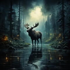 deer in the forest , deer