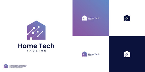 Modern home real estate and technology logo design template
