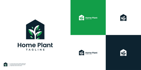 Elegant beauty home and plants logo design inspiration
