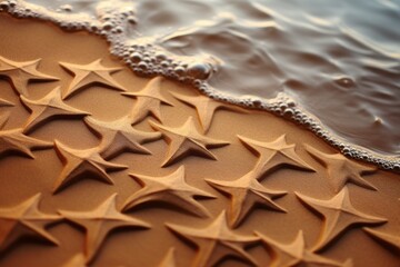 Beach sand with starfish pattern, shallow depth of field.