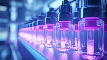 Obraz premium Medical Vials on the Pharmaceutical Factory Production Line
