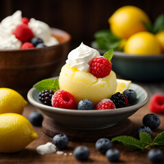 Lemon Sorbet Delight with Fresh Berries