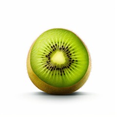 A Close-Up View of a Cut Kiwi on a White Background