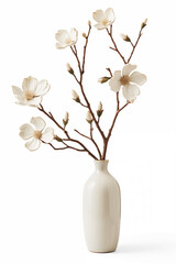 Bouquet of flowers in a glass vase on a white background. © Iryna