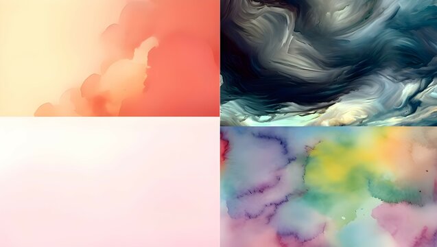 Set of four images. Colorful background. Watercolor.