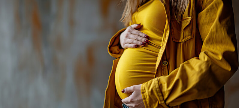 Blossoming Maternity, A Young Mom's Tender Embrace Captured in the Radiance of Expectant Motherhood.