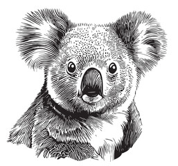 Koala portrait hand drawn sketch illustration Cute wild animals © BigJoy