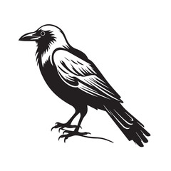 Crow in cartoon, doodle style. Isolated 2d vector illustration in logo, icon, sketch style, Eps 10, black and white. AI Generative