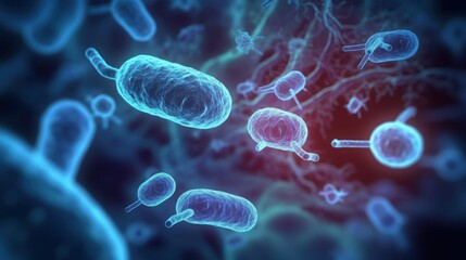 Escherichia Coli , E. Coli Bacterial Strains, Health and Food Safety microcosm, organismal and human biology science and research.