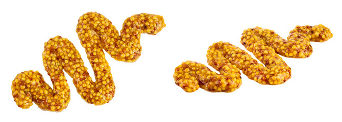 french mustard isolated on white background with full depth of field. Top view. Flat lay.