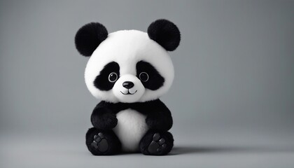 Cute panda on a gray background. 3d rendering.