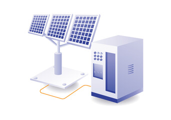 Infographic illustration concept for solar panel energy storage battery circuit
