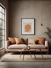 Boho minimalist home interior design of modern living room