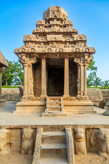 Pancha Five Rathas ancient complex, Mahabalipuram, Tondaimandalam region, Tamil Nadu, South India