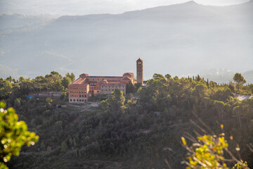 Fototapeta na wymiar Panoramic View of Sant Benet de Montserrat Monastery from Above
