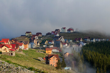 Ranca village in the morning. Romania