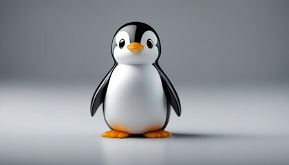 Penguin isolated on gray background. 3d render illustration.