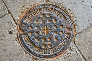 Rusty Storm Sewer Manhole Cover Indianapolis