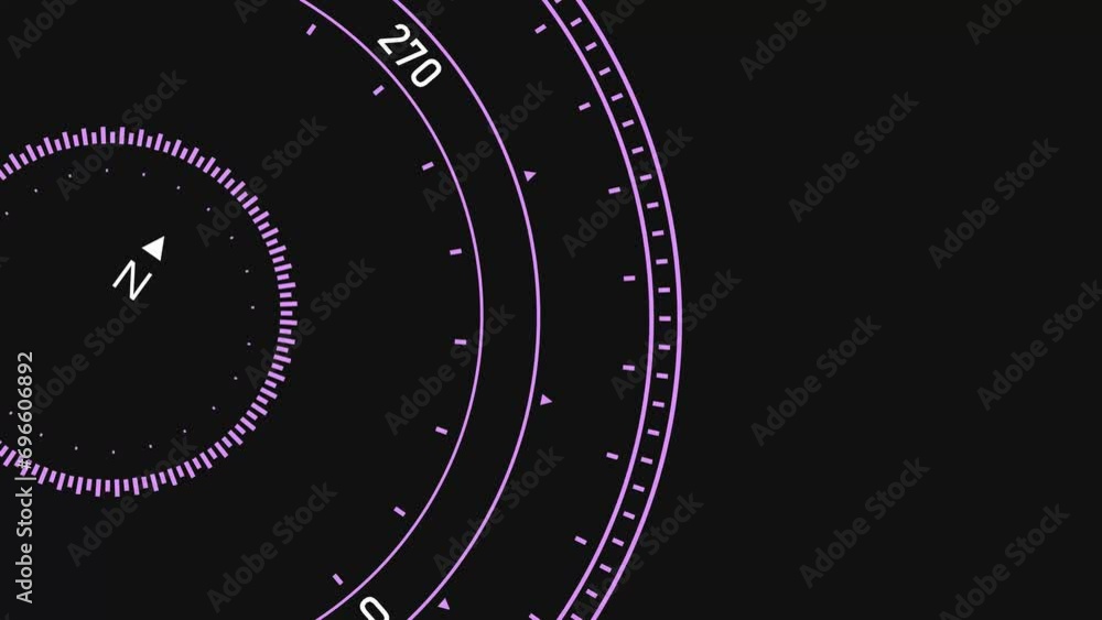 Poster circular violet scale. compass or gyroscope. navigator. rendering animation.