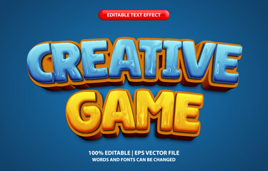 Editable text effect Creative Game 3d cartoon template style premium vector