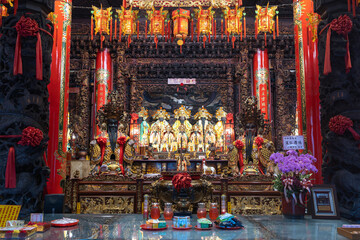 The interior of the Taoism temple in Taipei, Taiwan.
