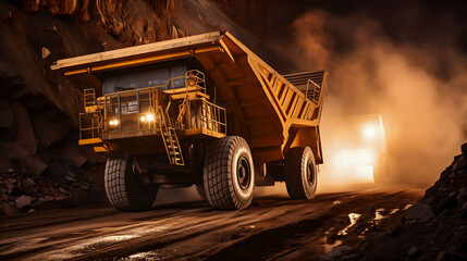 Un camion benne dans une mine de cuivre.