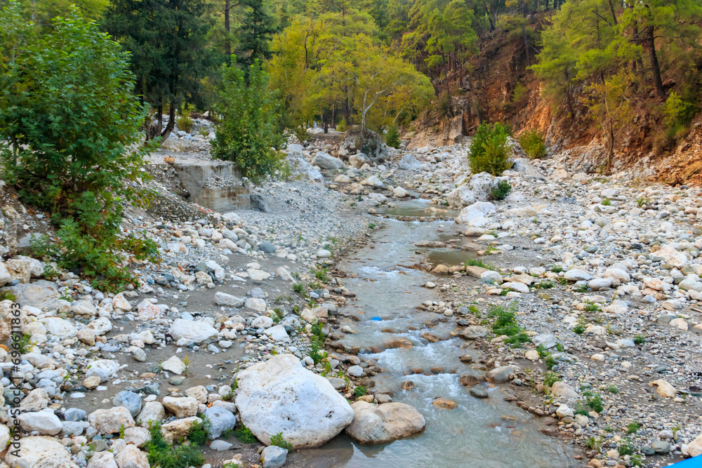 Sticker View of a mountain river in Kesme Bogaz canyon, Antalya province in Turkey