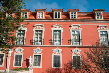Facade of an old house in the center of Lisbon, Portugal