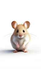 A cute cartoon mouse with big eyes and ears on white background