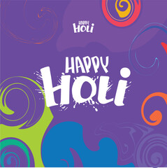 Hand-drawn happy Holi wish text creative typography with abstract background vector