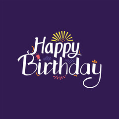 Hand-drawn happy birthday wish text creative typography vector design