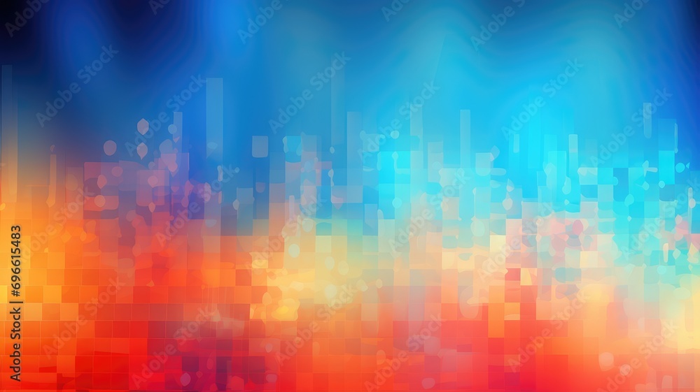 Aufkleber Warm and cool colors blending in an abstract pixelated gradient