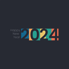 New Year 2024 greeting card banner brochure flayer minimalist elegant design isolated solid color