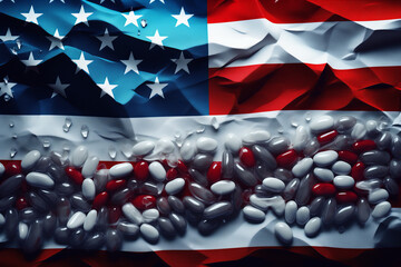 Fentanyl and Meth Crisis: Pills on the USA Flag