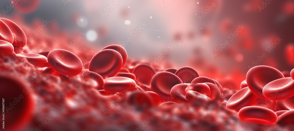 Poster abstract close up of blood cells in the blurred background with space for text placement