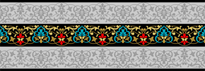 Oriental border ornaments, vector seamless