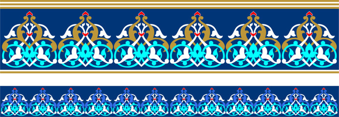 Oriental border ornaments, vector seamless