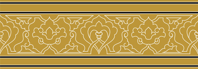 Oriental border ornaments, vector seamless